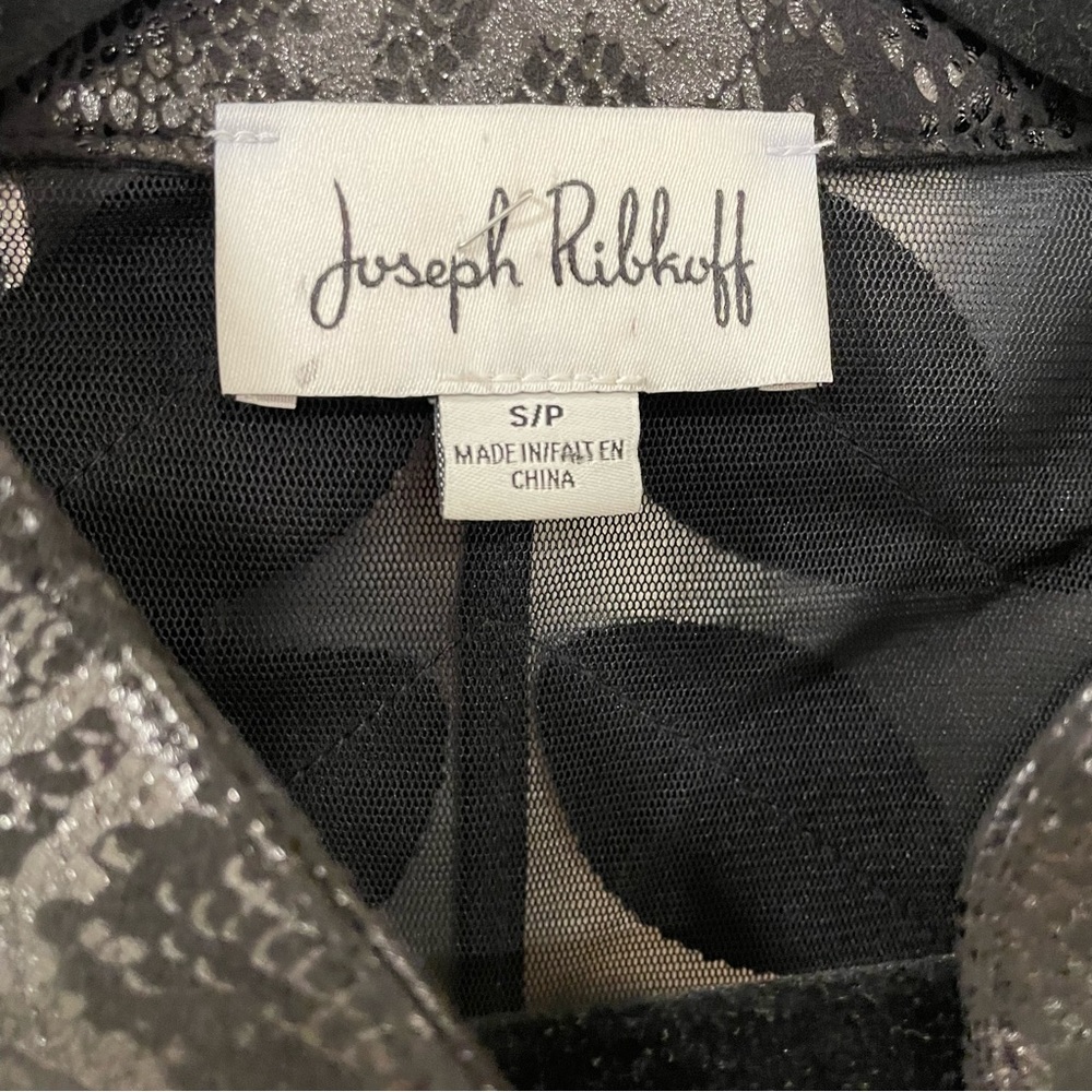 Joseph Ribkoff Black Leaf Pattern Jacket Faux Lea… - image 3